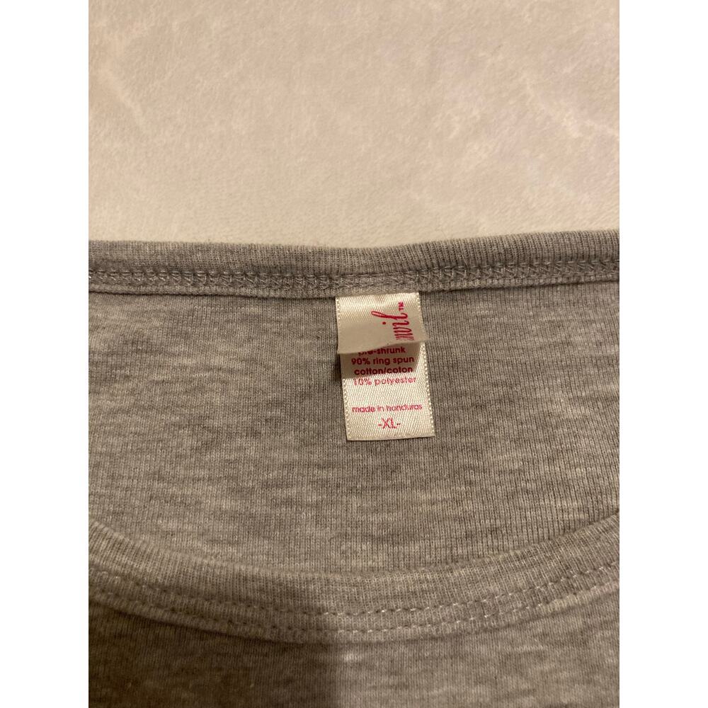 Anvil Women Gray Long Sleeve Shirt Pink Embroidery Size XL - Picture 3 of 9